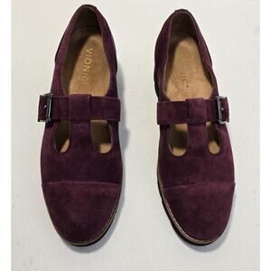 VIONIC Carmen Mary Jane Loafer Shoes Size 6 Wine Suede Comfort T Strap